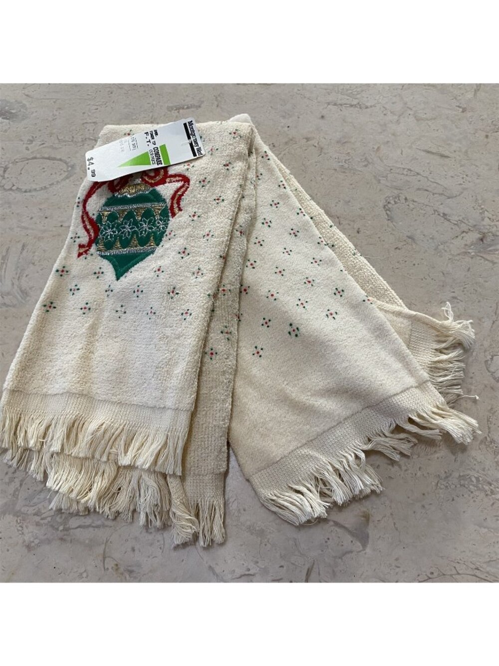 Vintage JA Briggs Kitchen Towel Pair Christmas Fingertip Montgomery Wards NEW